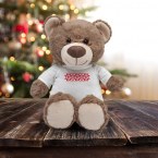 Maskotka Big Teddy w koszulce z motywem świątecznym, brązowy