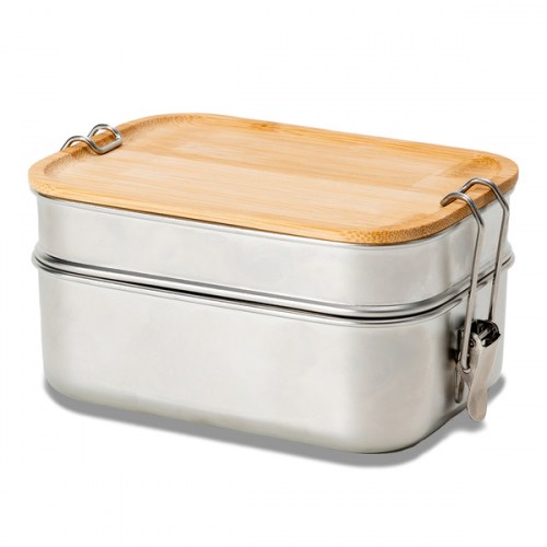 Double lunch box Alcora, srebrny