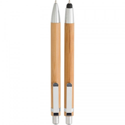 Bambusowy zestaw piśmienniczy, długopis touch pen i ołówek mechaniczny