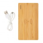 Bambusowy, bezprzewodowy power bank 4000 mAh