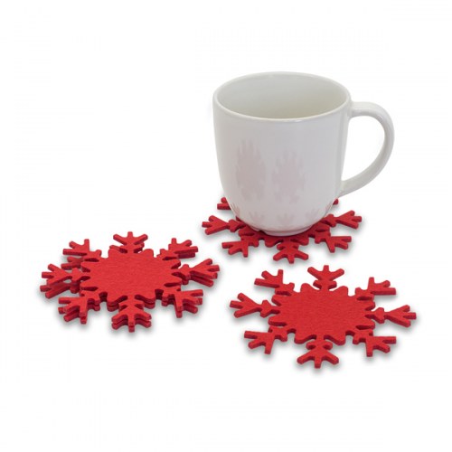 Podkładki filcowe Snowflake, czerwony