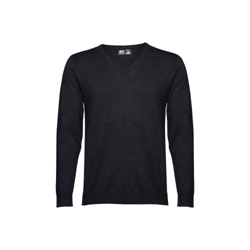 THC MILAN. Męski sweter V-neck z bawełny i poliamidu