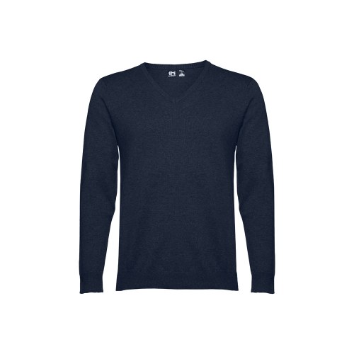 THC MILAN. Męski sweter V-neck z bawełny i poliamidu