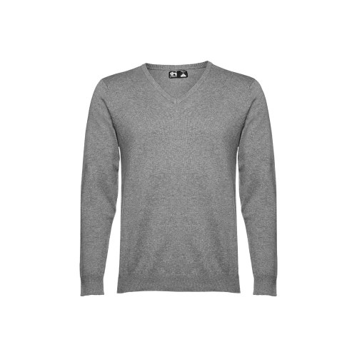 THC MILAN. Męski sweter V-neck z bawełny i poliamidu