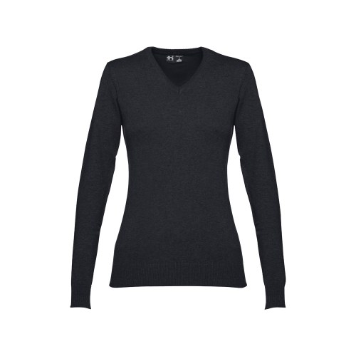 THC MILAN WOMEN. Damski sweter z dekoltem V-neck z bawełny i poliamidu