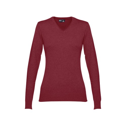 THC MILAN WOMEN. Damski sweter z dekoltem V-neck z bawełny i poliamidu