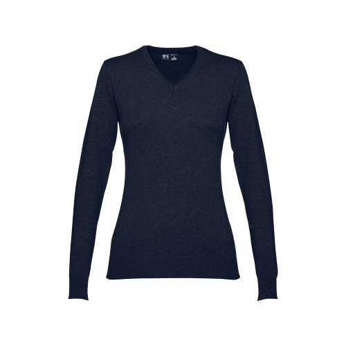 THC MILAN WOMEN. Damski sweter z dekoltem V-neck z bawełny i poliamidu