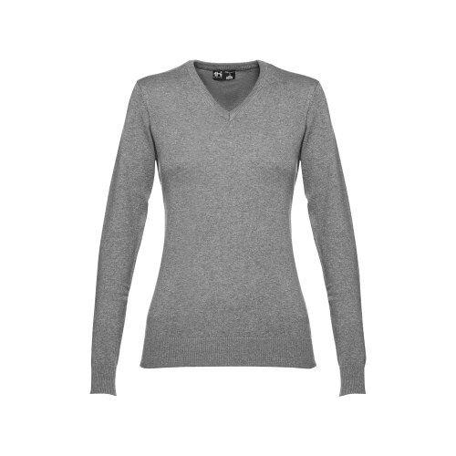 THC MILAN WOMEN. Damski sweter z dekoltem V-neck z bawełny i poliamidu