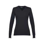 THC MILAN WOMEN. Damski sweter z dekoltem V-neck z bawełny i poliamidu