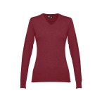THC MILAN WOMEN. Damski sweter z dekoltem V-neck z bawełny i poliamidu
