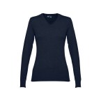 THC MILAN WOMEN. Damski sweter z dekoltem V-neck z bawełny i poliamidu
