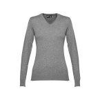 THC MILAN WOMEN. Damski sweter z dekoltem V-neck z bawełny i poliamidu