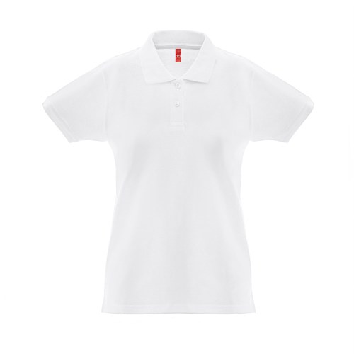 THC MONACO WOMEN WH. Damska koszulka polo z krótkim rękawem z bawełny zgrzebnej