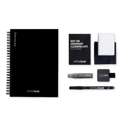 STARTER KIT INFINITEBOOK A5. Zestaw zawiera „Infinitebook”, zestaw do czyszczenia, marker i uchwyt na marker