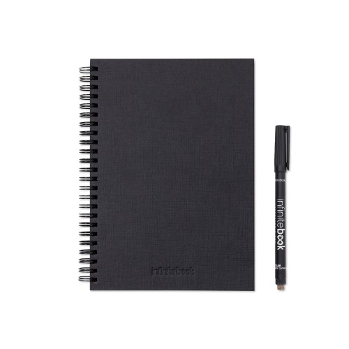 STARTER KIT INFINITEBOOK A5 PLANNER TEXTURE. Zestaw zawierający „Infinitebook” w twardej oprawie, 1 zestaw do czyszczenia, 1 marker i 1 uchwyt na długopis
