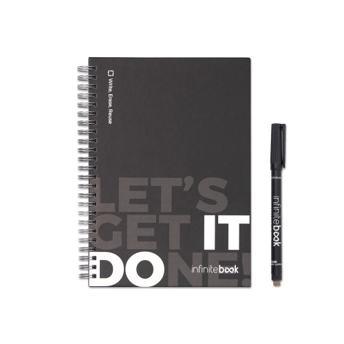 STARTER KIT INFINITEBOOK. Zestaw „Infinitebook” w twardej oprawie, 1 zestaw do czyszczenia, 1 marker i 1 uchwyt na długopis