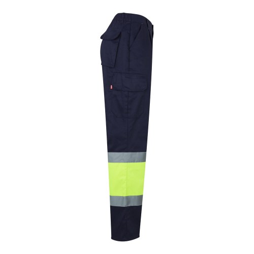 VL POSEIDON. Calças bicolor em sarja multibolsos (210g/m²), em algodão (20%) e poliéster (80%)