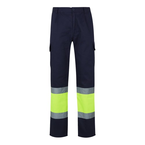 VL POSEIDON. Calças bicolor em sarja multibolsos (210g/m²), em algodão (20%) e poliéster (80%)