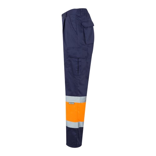 VL POSEIDON. Calças bicolor em sarja multibolsos (210g/m²), em algodão (20%) e poliéster (80%)