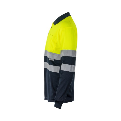 VL VULCAN. Dwukolorowa koszulka polo w ptasie oczy (160 g/m²) z długimi rękawami, z poliestru (100%)