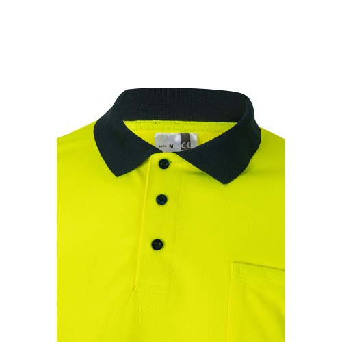 VL VULCAN. Dwukolorowa koszulka polo w ptasie oczy (160 g/m²) z długimi rękawami, z poliestru (100%)