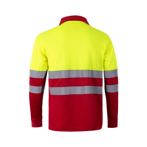 VL VULCAN. Dwukolorowa koszulka polo w ptasie oczy (160 g/m²) z długimi rękawami, z poliestru (100%)
