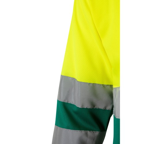 VL VULCAN. Dwukolorowa koszulka polo w ptasie oczy (160 g/m²) z długimi rękawami, z poliestru (100%)