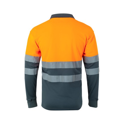 VL VULCAN. Dwukolorowa koszulka polo w ptasie oczy (160 g/m²) z długimi rękawami, z poliestru (100%)