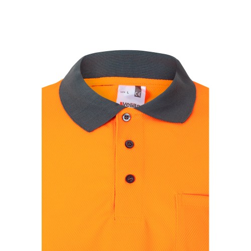 VL VULCAN. Dwukolorowa koszulka polo w ptasie oczy (160 g/m²) z długimi rękawami, z poliestru (100%)