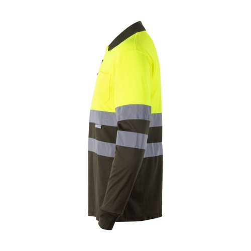 VL VULCAN. Dwukolorowa koszulka polo w ptasie oczy (160 g/m²) z długimi rękawami, z poliestru (100%)