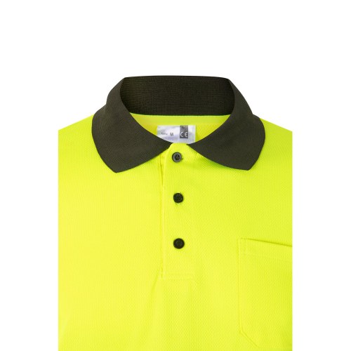 VL VULCAN. Dwukolorowa koszulka polo w ptasie oczy (160 g/m²) z długimi rękawami, z poliestru (100%)