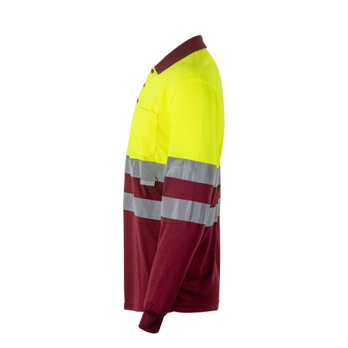 VL VULCAN. Dwukolorowa koszulka polo w ptasie oczy (160 g/m²) z długimi rękawami, z poliestru (100%)