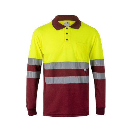 VL VULCAN. Dwukolorowa koszulka polo w ptasie oczy (160 g/m²) z długimi rękawami, z poliestru (100%)