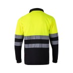 VL VULCAN. Dwukolorowa koszulka polo w ptasie oczy (160 g/m²) z długimi rękawami, z poliestru (100%)