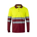 VL VULCAN. Dwukolorowa koszulka polo w ptasie oczy (160 g/m²) z długimi rękawami, z poliestru (100%)