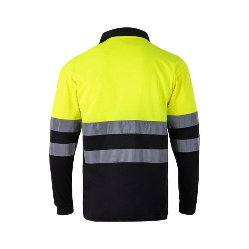 VL VULCAN LARGE. Dwukolorowa koszulka polo w ptasie oczy (160 g/m²) z długim rękawem, poliester (100%)