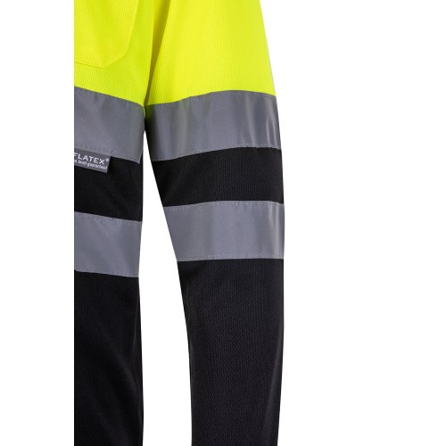 VL VULCAN LARGE. Dwukolorowa koszulka polo w ptasie oczy (160 g/m²) z długim rękawem, poliester (100%)