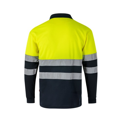 VL VULCAN LARGE. Dwukolorowa koszulka polo w ptasie oczy (160 g/m²) z długim rękawem, poliester (100%)