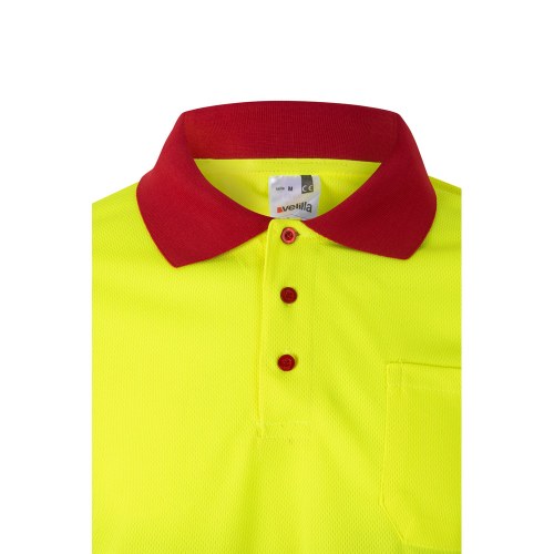 VL VULCAN LARGE. Dwukolorowa koszulka polo w ptasie oczy (160 g/m²) z długim rękawem, poliester (100%)