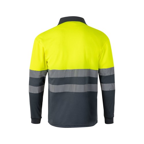 VL VULCAN LARGE. Dwukolorowa koszulka polo w ptasie oczy (160 g/m²) z długim rękawem, poliester (100%)
