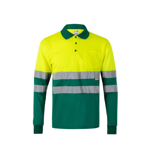 VL VULCAN LARGE. Dwukolorowa koszulka polo w ptasie oczy (160 g/m²) z długim rękawem, poliester (100%)