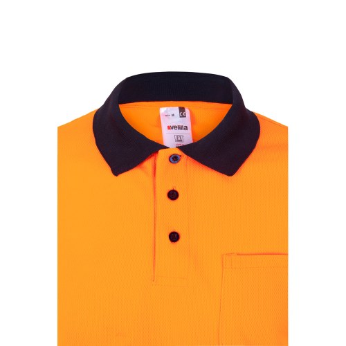 VL VULCAN LARGE. Dwukolorowa koszulka polo w ptasie oczy (160 g/m²) z długim rękawem, poliester (100%)
