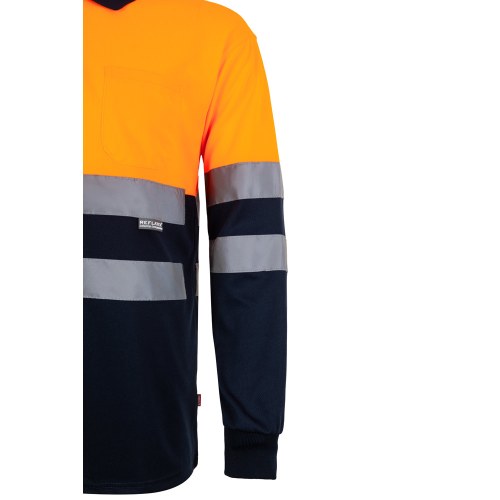 VL VULCAN LARGE. Dwukolorowa koszulka polo w ptasie oczy (160 g/m²) z długim rękawem, poliester (100%)