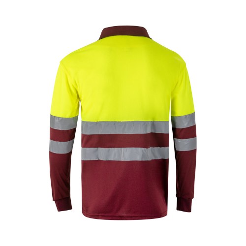 VL VULCAN LARGE. Dwukolorowa koszulka polo w ptasie oczy (160 g/m²) z długim rękawem, poliester (100%)