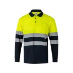VL VULCAN LARGE. Dwukolorowa koszulka polo w ptasie oczy (160 g/m²) z długim rękawem, poliester (100%)