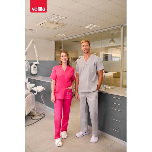 VL ILLAPA. Tunika twillowa (190 g/m²) z krótkim rękawem, z poliestru (65%) i bawełny (35%)