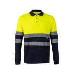 VL PLUTO LARGE. Dwukolorowa koszulka polo pikowana (150 g/m²) z długim rękawem, z bawełny (55%) i poliestru (45%)