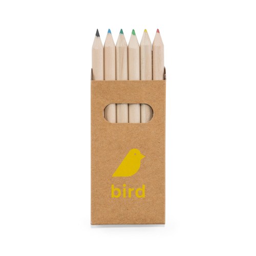 BIRD. Piórnik z 6 kolorowymi kredkami