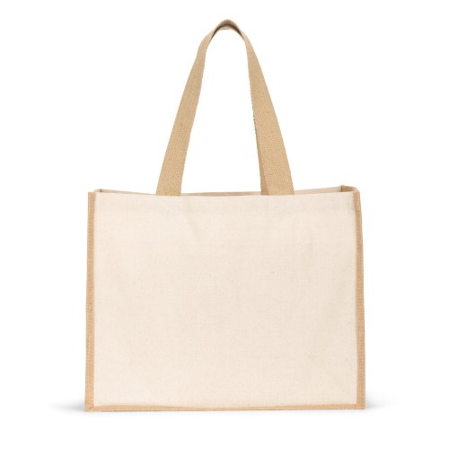 HELSINQUE. Torba płócienna (320 g/m²), z dnem i bokami z laminowanej juty (350 g/m²) w naturalnych odcieniach