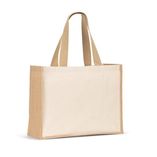 HELSINQUE. Torba płócienna (320 g/m²), z dnem i bokami z laminowanej juty (350 g/m²) w naturalnych odcieniach